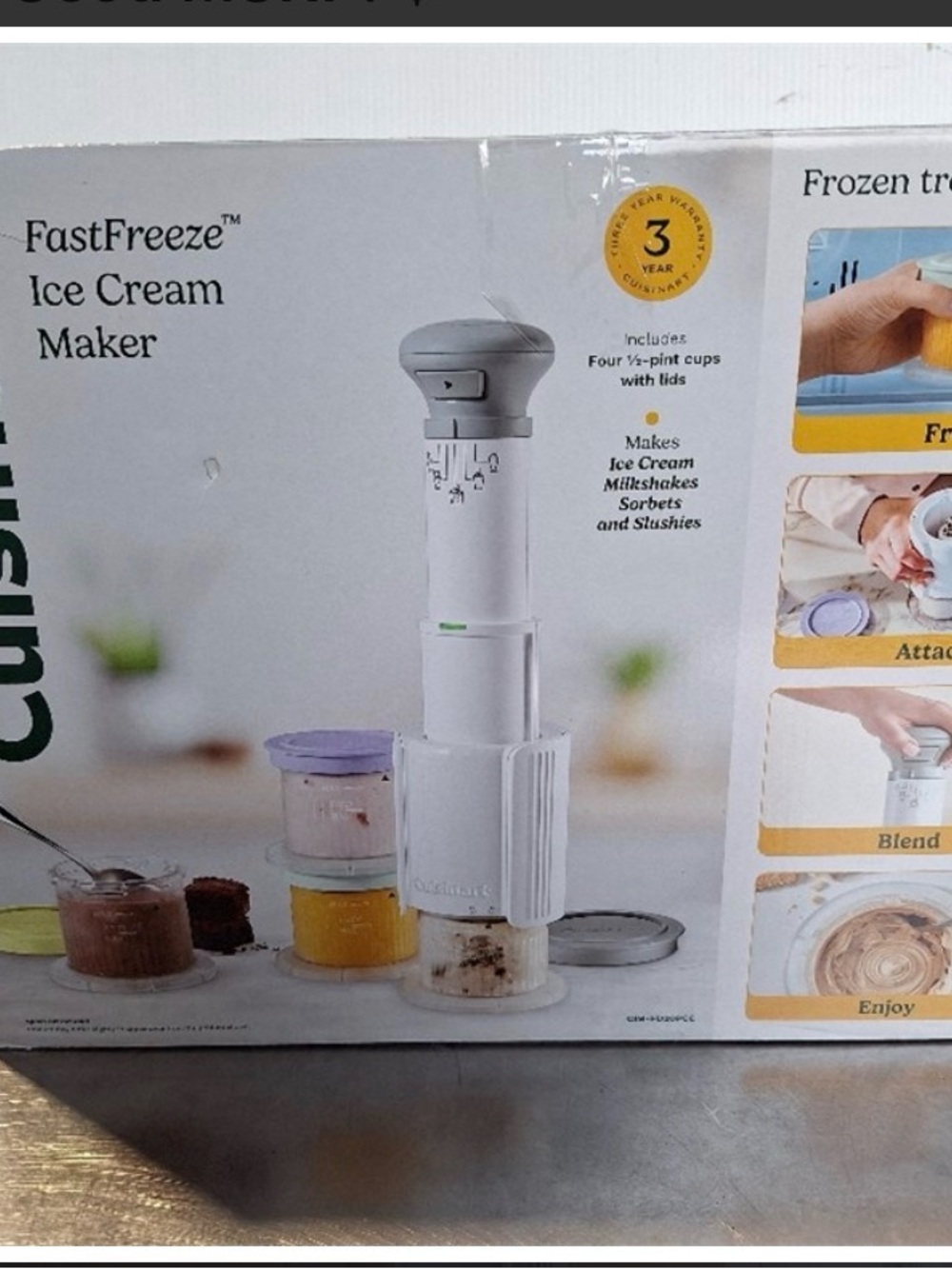 Cuisinart White Ice Cream Maker with Purple Lid Accent
